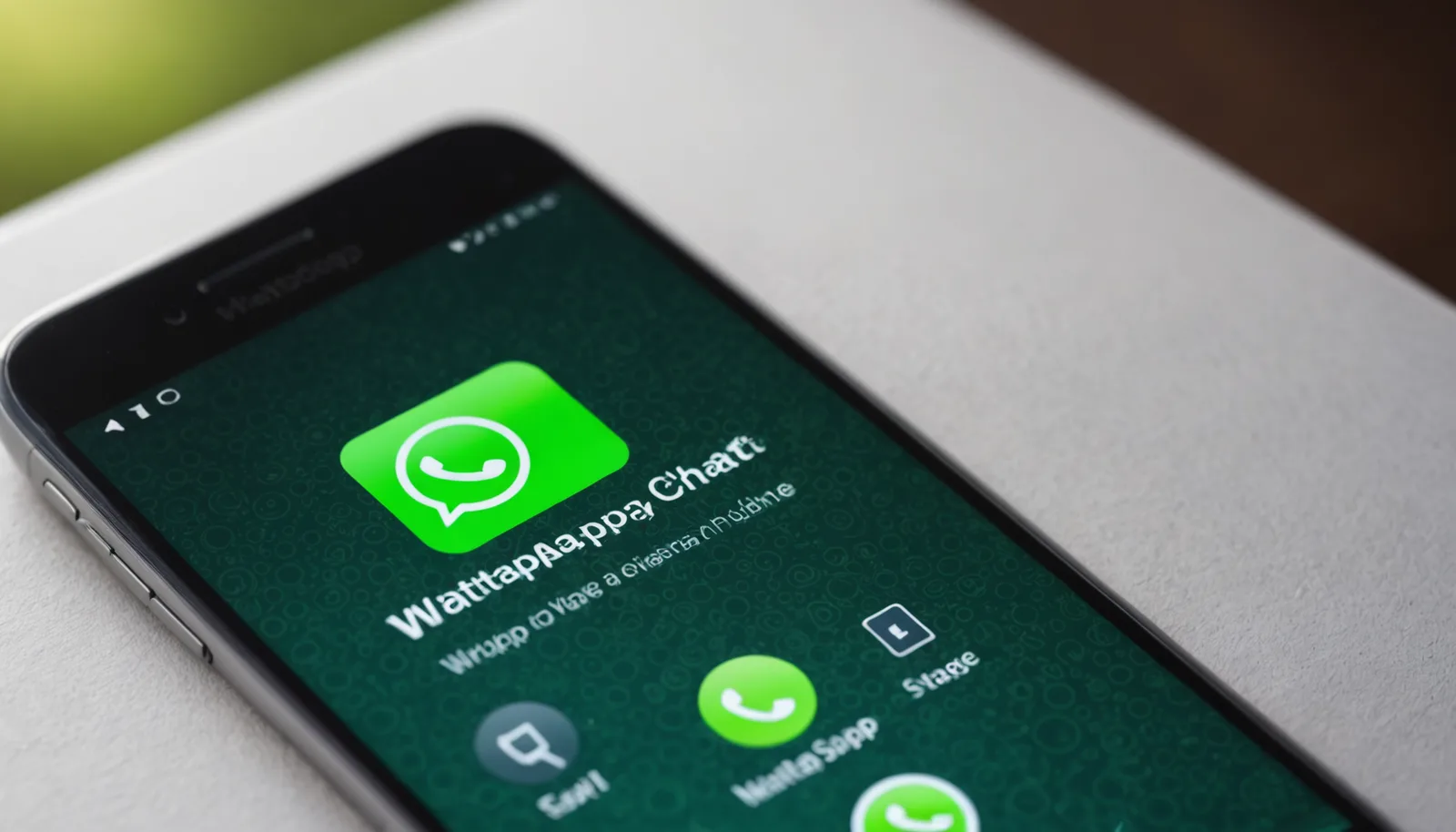 A smartphone screen showing WhatsApp opening with a clickable WhatsApp link ready to send a message