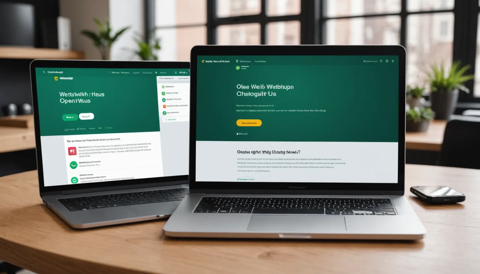 A laptop and smartphone displaying how to embed a clickable WhatsApp link on a website and mobile app