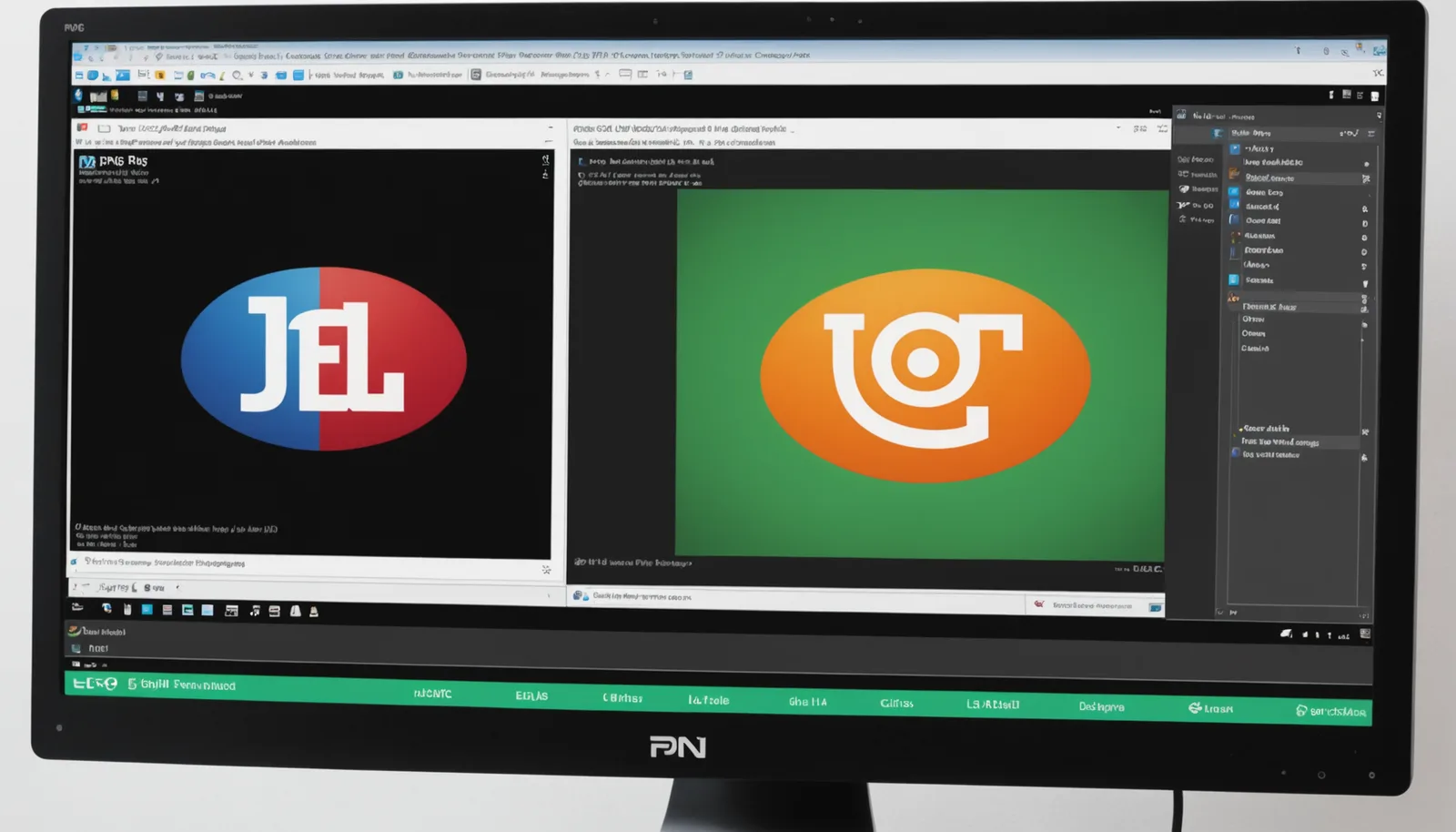Comparison of PNG, JPG, and WebP image formats showing file size and quality differences on a computer screen.
